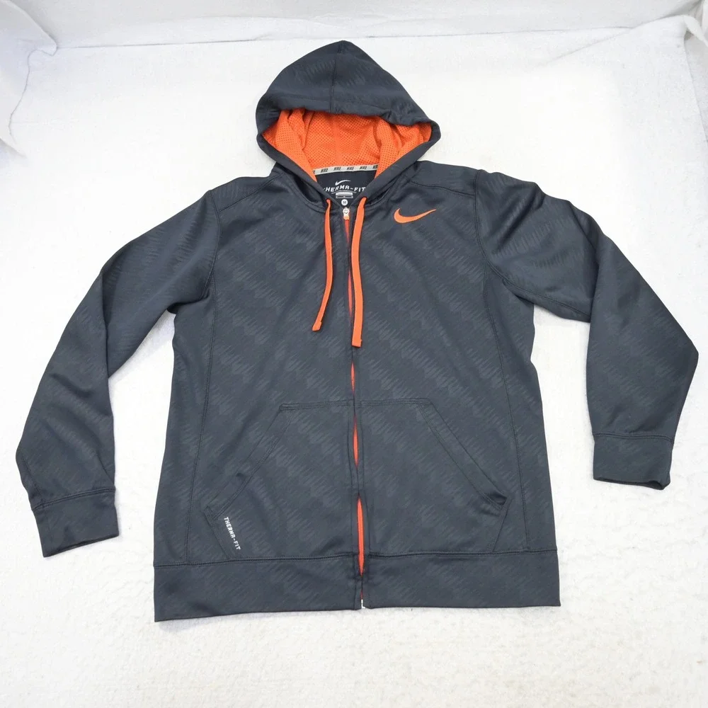 Nike Full Zip Hoodie Mens Medium Dark Blue Therma-Fit Training Sweatshirt